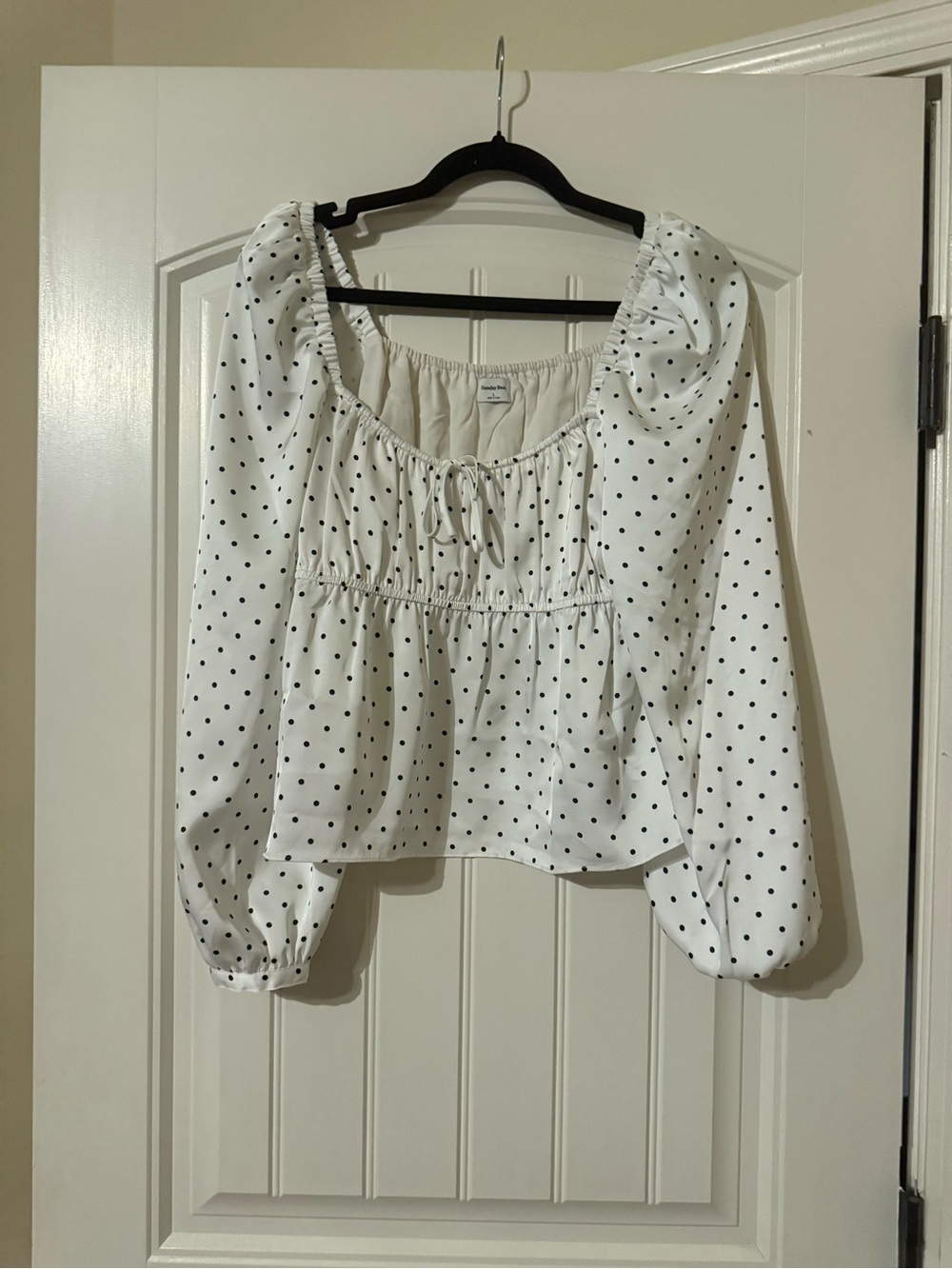 Sunday Best White Polka Dot Peasant Blouse